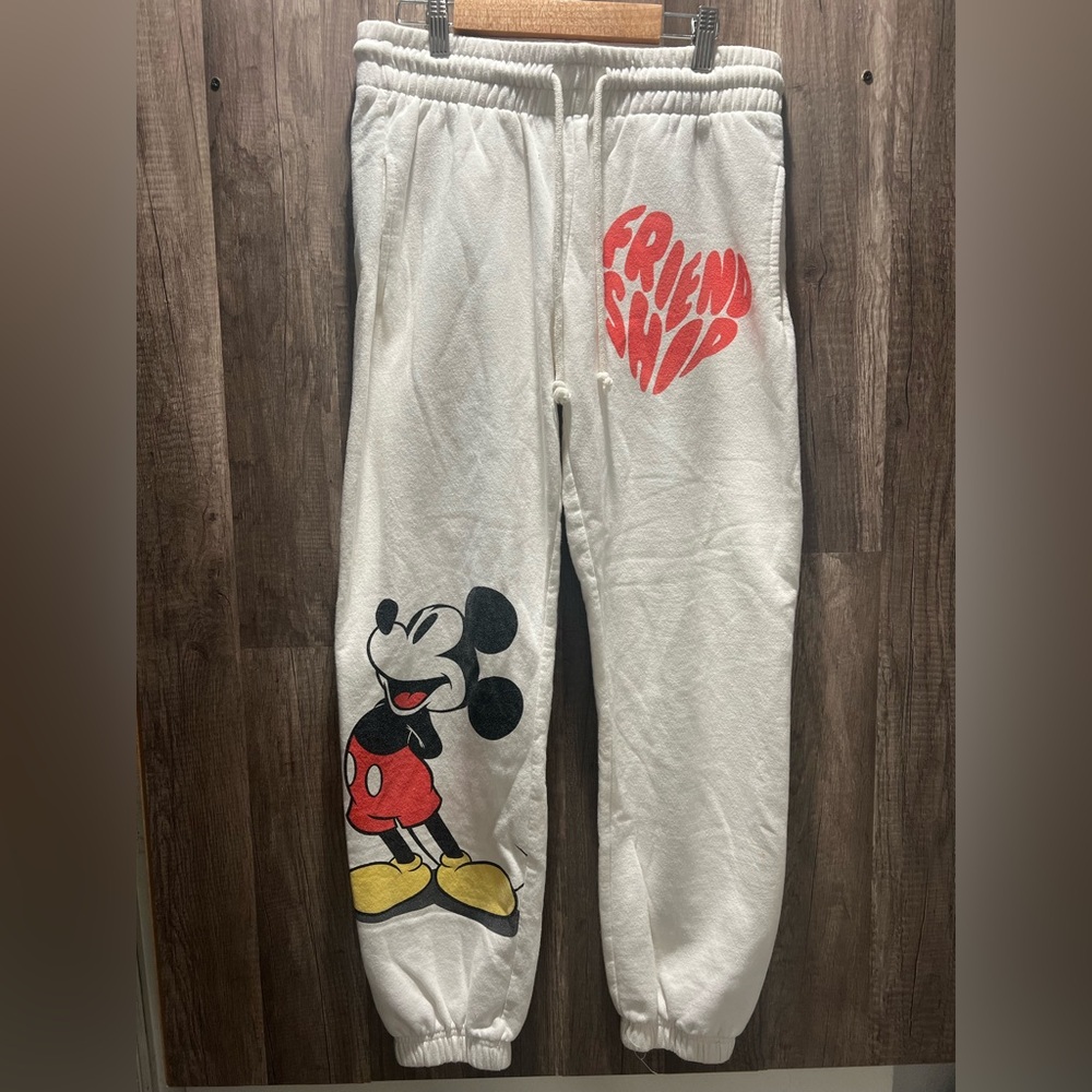 Disney teens Med White Mickey Mouse Friendship Joggers NWOT - Picture 2 of 5